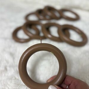 Set Of 9 Large Wooden Curtain Rod Drapery Rings NEW 3.75 In